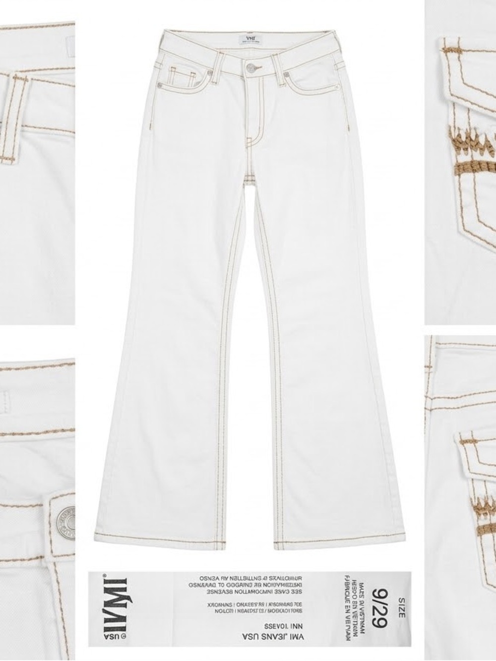 YMI White Flare Jeans with Contrast Stitching